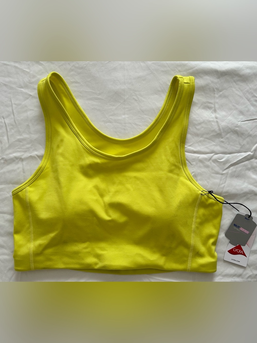 Mono B Neon Yellow Cut-Out Back Essential Sports Bra | Size L